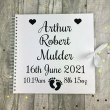 Load image into Gallery viewer, Personalised White Baby Newborn Christening Scrapbook Gift 12x12 inch