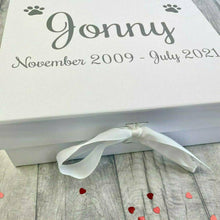 Load image into Gallery viewer, Personalised Pet / Dog Paw Memories Keepsake Ribbon Box