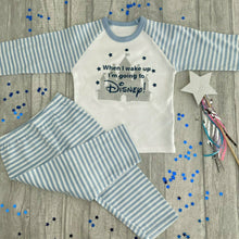 Load image into Gallery viewer, When I Wake Up I'm Going To Disney Boy Blue Stripe Pyjamas