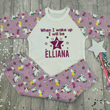 Load image into Gallery viewer, Personalised Unicorn Birthday Pyjamas