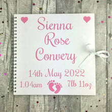 Load image into Gallery viewer, Personalised White Baby Newborn Christening Scrapbook Gift 12x12 inch