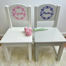 Load image into Gallery viewer, Girls Floral Personalised Wooden Nursery Chair