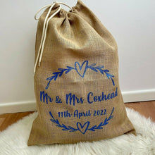 Load image into Gallery viewer, Personalised Hessian Mr & Mrs Wedding Sack