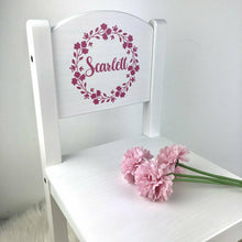 Load image into Gallery viewer, Girls Floral Personalised Wooden Nursery Chair