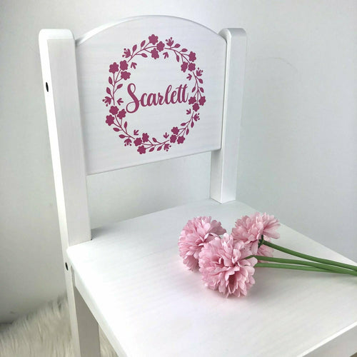 Girls Floral Personalised Wooden Nursery Chair