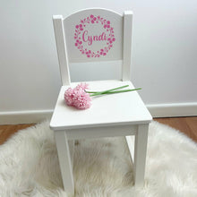 Load image into Gallery viewer, Girls Floral Personalised Wooden Nursery Chair