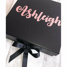 Load image into Gallery viewer, Personalised Luxury Ribbon Box, Rose Gold Text, Birthday, Occasion Gift, Rose Gold Design - Little Secrets Clothing