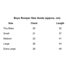 Load image into Gallery viewer, Boys Romper Size Guide