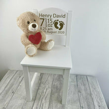 Load image into Gallery viewer, Personalised White Wooden Children's Chair, Newborn, Christening or Birthday Gift