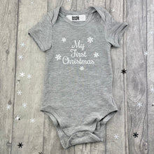 Load image into Gallery viewer, My First Christmas Grey Short Sleeve Baby Romper Vest - Little Secrets Clothing