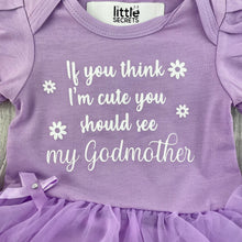 Load image into Gallery viewer, Baby Girl Godmother Quote Tutu Romper with Headband
