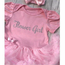 Load image into Gallery viewer, 'Flower Girl' Wedding Baby Girl Tutu Romper With Matching Bow Headband