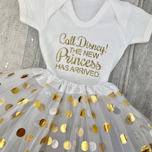 Load image into Gallery viewer, Call Disney! The New Princess has arrived Baby Girl's Outfit, Newborn Princess Romper and Tutu Skirt - Little Secrets Clothing
