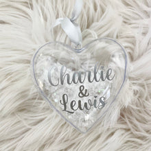 Load image into Gallery viewer, Personalised Christmas Heart Bauble for Couples