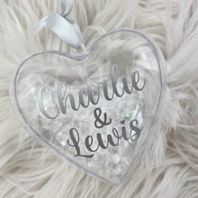 Load image into Gallery viewer, Personalised Christmas Heart Bauble for Couples