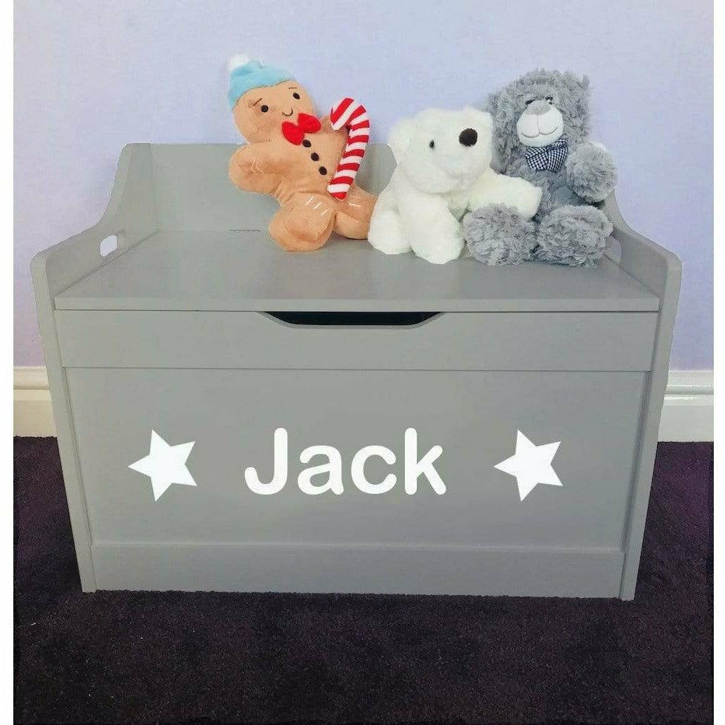 Grey Toy Storage Box Personalised Name And Stars Design – Little
