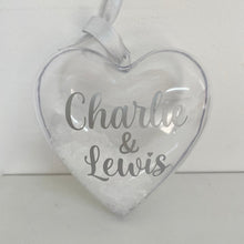 Load image into Gallery viewer, Personalised Christmas Heart Bauble for Couples