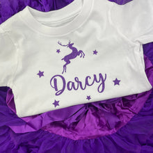 Load image into Gallery viewer, Girls Personalised Christmas Purple Boutique Set, Reindeer Design - Little Secrets Clothing