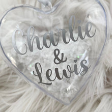 Load image into Gallery viewer, Personalised Christmas Heart Bauble for Couples