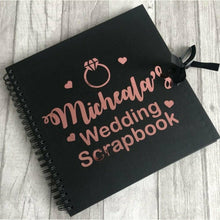Load image into Gallery viewer, rose gold wedding engagement scrapbook. perfect to give as a wedding gif