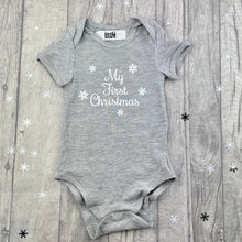 Load image into Gallery viewer, My First Christmas Grey Short Sleeve Baby Romper Vest - Little Secrets Clothing
