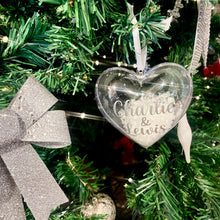 Load image into Gallery viewer, Personalised Christmas Heart Bauble for Couples