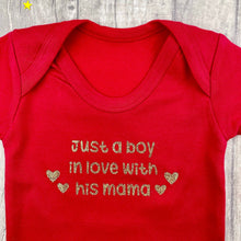 Load image into Gallery viewer, Just A Boy In Love With His Mama Newborn Baby Boy Short Sleeve Romper - Little Secrets Clothing