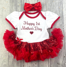 Load image into Gallery viewer, Happy 1st Mother's Day Baby Girl Sequin Tutu Romper With Headband - Little Secrets Clothing