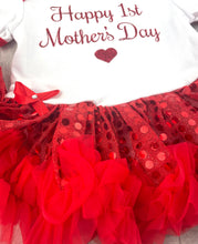 Load image into Gallery viewer, Happy 1st Mother's Day Baby Girl Sequin Tutu Romper With Headband - Little Secrets Clothing