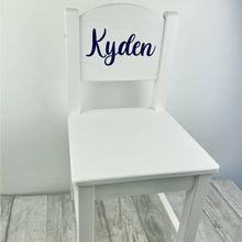 Load image into Gallery viewer, Personalised Baby Girls & Boys Curly Name, White Wooden Nursery Chair