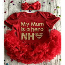 Load image into Gallery viewer, 'My Mum Is A Hero NHS' Baby Girl Tutu Romper With Matching Bow Headband