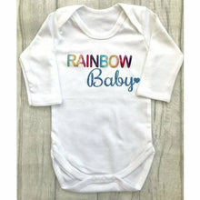 Load image into Gallery viewer, Rainbow Baby blue & white Romper