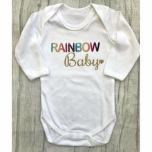 Load image into Gallery viewer, Rainbow Baby gold & white Romper