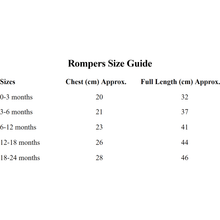 Load image into Gallery viewer, Romper Size Guide