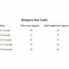 Load image into Gallery viewer, Romper Size Guide