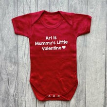Load image into Gallery viewer, Personalised Name Is Mummy's Little Valentine Short Sleeve Romper, White Glitter Text - Little Secrets Clothing