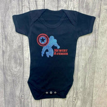 Load image into Gallery viewer, 'Newest Avenger' Captain America Newborn Baby Boy Short Sleeve Romper, Marvel Superhero