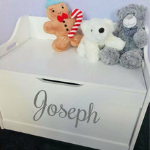 Load image into Gallery viewer, Personalised Baby Girl or Boy white toddler wooden Toy Storage Box