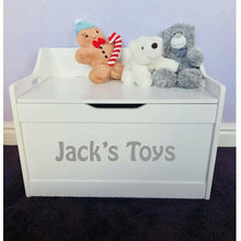 Load image into Gallery viewer, Personalised Name Toys Baby Girl or Boy white toddler wooden Toy Storage Box