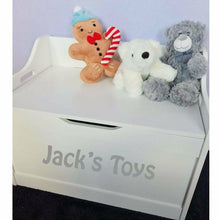 Load image into Gallery viewer, Personalised Name Toys Baby Girl or Boy white toddler wooden Toy Storage Box