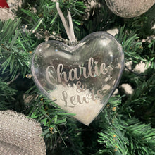 Load image into Gallery viewer, Personalised Christmas Heart Bauble for Couples