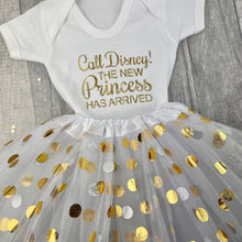 Load image into Gallery viewer, Call Disney! The New Princess has arrived Baby Girl's Outfit, Newborn Princess Romper and Tutu Skirt - Little Secrets Clothing