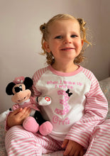 Load image into Gallery viewer, Personalised Baby Girl Birthday Mouse Polka Dot Pyjamas ‘When I Wake Up I Will Be…’ Pink Stripe Cotton PJ Set (Copy)
