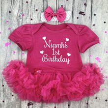 Load image into Gallery viewer, Baby Girls Personalised 1st Birthday Tutu Romper Dress with Headband
