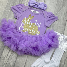 Load image into Gallery viewer, Baby Girls 1st Easter Lilac Outfit Set
