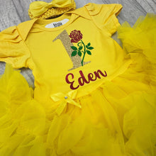 Load image into Gallery viewer, Personalised Disney 1st Birthday Tutu Romper, Princess Belle Dress
