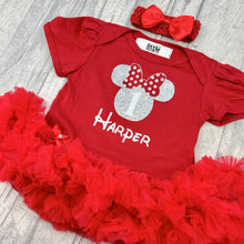 Load image into Gallery viewer, Personalised Disney 1st Birthday Minnie Mouse Outfit, Tutu Romper Dress Set
