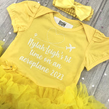 Load image into Gallery viewer, Baby Girl Personalised 1st Holiday Tutu Romper with Headband, Aeroplane Design
