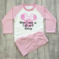 Personalised When I Wake Up I Will Be Minnie Mouse Birthday Girls Pyjamas
