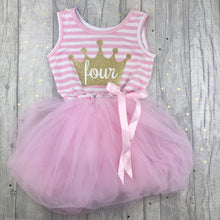 Load image into Gallery viewer, 4th Birthday Girls Sleeveless Summer Crown Party Dress
